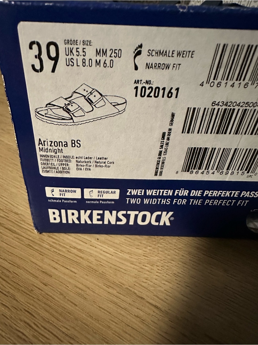 Birkenstock Arizona BS Midnight Birko-Flor Sandals US 8 EU39 Narrow New Box - Picture 8 of 8